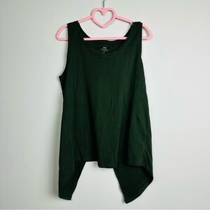 Halston Studio NWT Green Asymmetric Back Cross Over Tank Top Size Medium